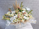 Opulent White Flower Basket - BK203