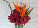 Bird of Paradise & Orchid Tall Vase - VS135