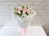 Pink Tulip & Baby Breath Bouquet- BQ865
