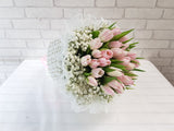 Pink Tulip & Baby Breath Bouquet- BQ865