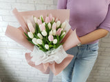Exquisite Pink and White Tulip Bouquet - BQ879