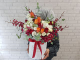 Orange Rose & Eustomas Flower Box - BK237