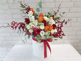 Orange Rose & Eustomas Flower Box - BK237