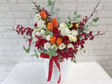 Orange Rose & Eustomas Flower Box - BK237