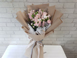 Romance Pink Rose & Carnation Hand Bouquet - BQ878