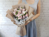 Romance Pink Rose & Carnation Hand Bouquet - BQ878