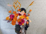 Vivid Orange Rose Flower Box - BK267