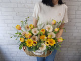 Elegant Tulip & Chamomile Flower Basket - BK264