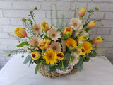 Elegant Tulip & Chamomile Flower Basket - BK264