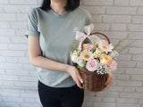 Gardening Rose & Gerbera Mix Flower Basket - BK269