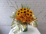 Sunflower & Orchid Tall Vase - VS067