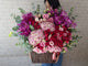 Red Pink Hydrangeas & Rose Basket - BK318