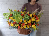 Vibrant Rose & Hydrangeas Flower Basket - BT031