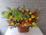 Vibrant Rose & Hydrangeas Flower Basket - BT031
