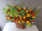 Vibrant Rose & Hydrangeas Flower Basket - BT031
