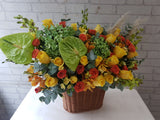 Vibrant Rose & Hydrangeas Flower Basket - BT031