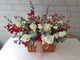 White Rose & Carnation Flower Basket - BT043
