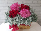 Passion Rose & Hydrangea Flower Basket - BK990