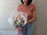 Pleasant Pink Rose Hand Bouquet - BQ495