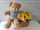 Adorable Teddy Bear & Flower Basket - TD482