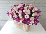 Marvelous Eustoma & Rose Basket - BK453