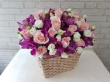 Marvelous Eustoma & Rose Basket - BK453