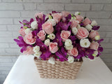 Marvelous Eustoma & Rose Basket - BK453