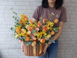 Orange Glow Flower Basket - BT064