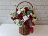 Rose & Baby Breath Flower Basket - BT069