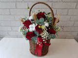 Rose & Baby Breath Flower Basket - BT069