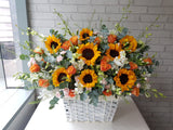 Sunflower & Rose Flower Basket - BT090