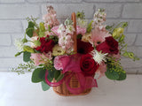 Joyful Rose Eustoma Flower Basket - BT087