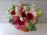 Joyful Rose Eustoma Flower Basket - BT087