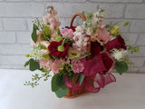 Joyful Rose Eustoma Flower Basket - BT087