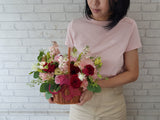 Joyful Rose Eustoma Flower Basket - BT087