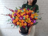 Orange Rose & Orchids Flower Box - BT083
