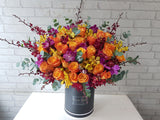 Orange Rose & Orchids Flower Box - BT083