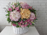 Champagne Rose & Pink Floral Basket - BK577