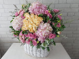 Champagne Rose & Pink Floral Basket - BK577