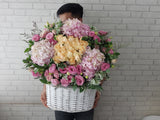 Champagne Rose & Pink Floral Basket - BK577