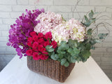 Energetic Orchid & Hydrangeas Flower Basket - BK188
