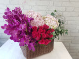 Energetic Orchid & Hydrangeas Flower Basket - BK188