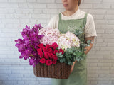 Energetic Orchid & Hydrangeas Flower Basket - BK188