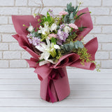 Carnation & Matthiola Hand Bouquet - HB095