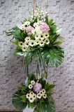 pureseed sy033 +  Gerberas, Hydrangeas and Matthiolas  + sympathy stand