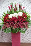 pureseed op213 +  Hydrangeas, Roses, Lilies, Orchids, Ginger Flower and Leaves + opening stand