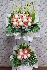 Pink and White Condolences Flower Stand - SY194