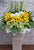 pure seed sy167 + hydrangeas , roses, lilies, gerberas, orchids, tuberoses + sympathy stand