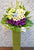 pureseed sy084 + hydrangeas, eustomas. orchids, gerberas, tuberoses + sympathy stand