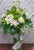 green hydrangeas, white gerbera Condolences Flower Stand - SY222